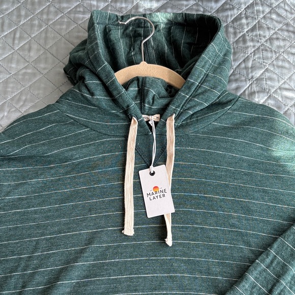 Marine Layer Teal Striped Hoodie Sweater - Picture 1 of 6